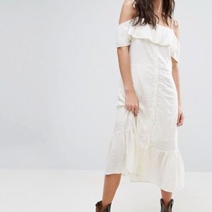 Cream button front dress